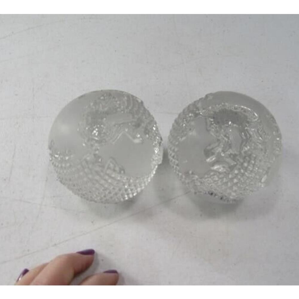 2 Vintage Jonal Paperweights 24% Lead Crystal World Globe Germany